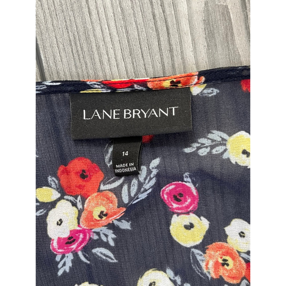 Lane Bryant Black Floral Blouse Women's Size 14 Red Pink - Picture 4 of 4
